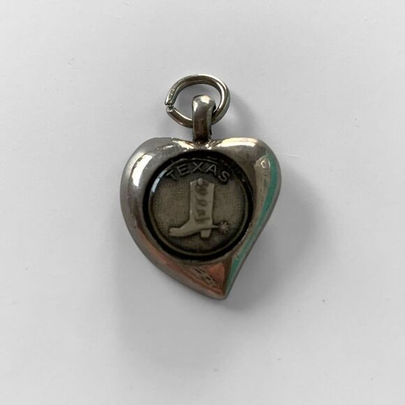Silver Texas Boot Heart Charm - Picture 1 of 3